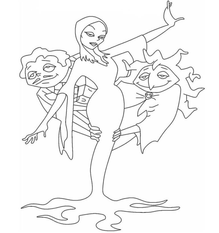 Morticia gomez and grandma coloring page