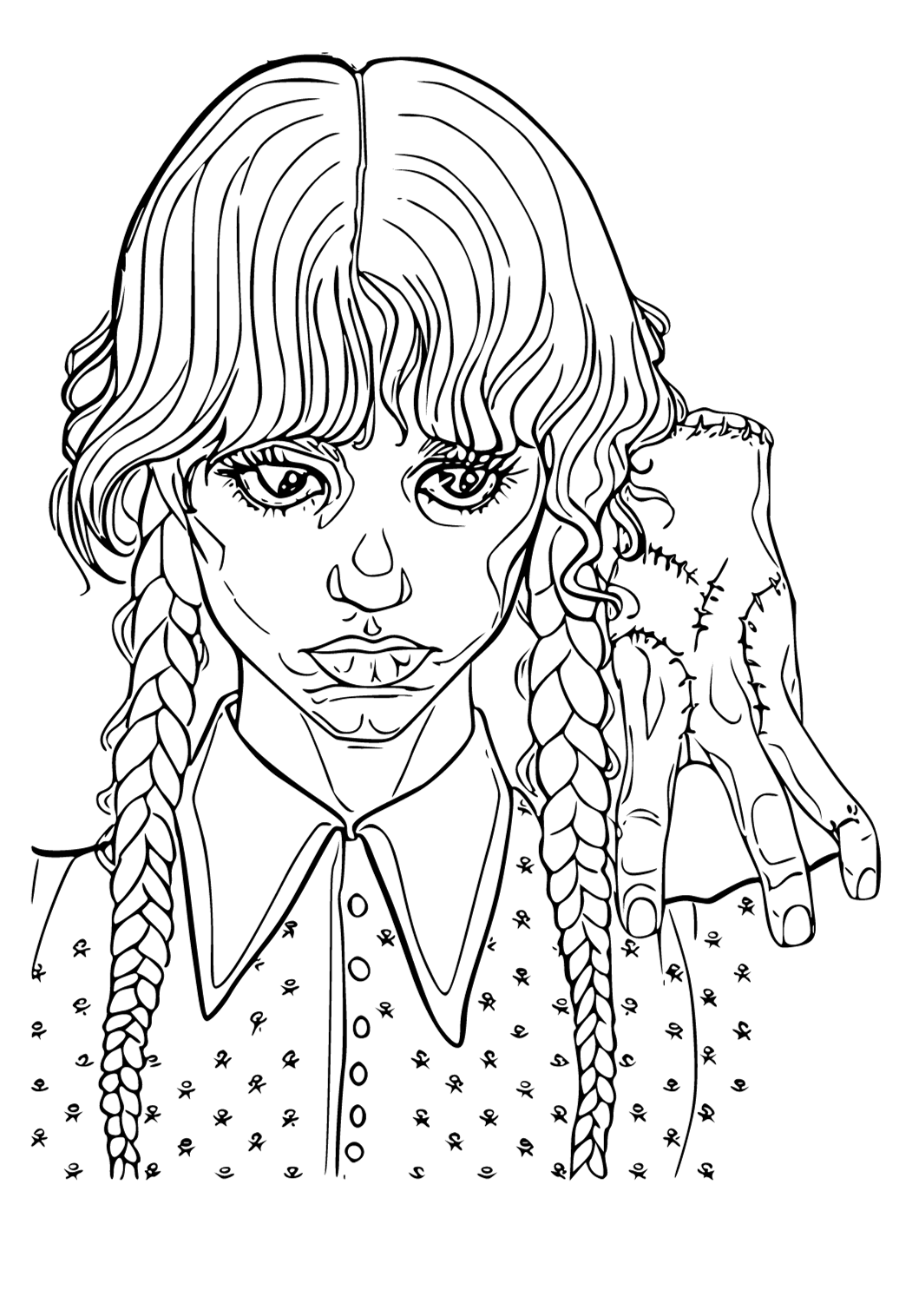 Free printable addams family hand coloring page for adults and kids