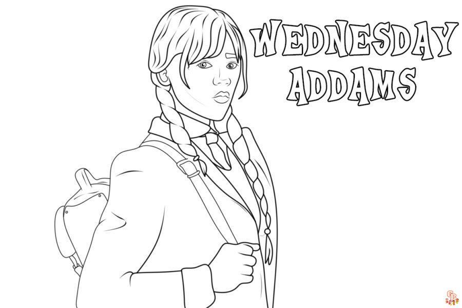 Printable wednesday addams coloring pages