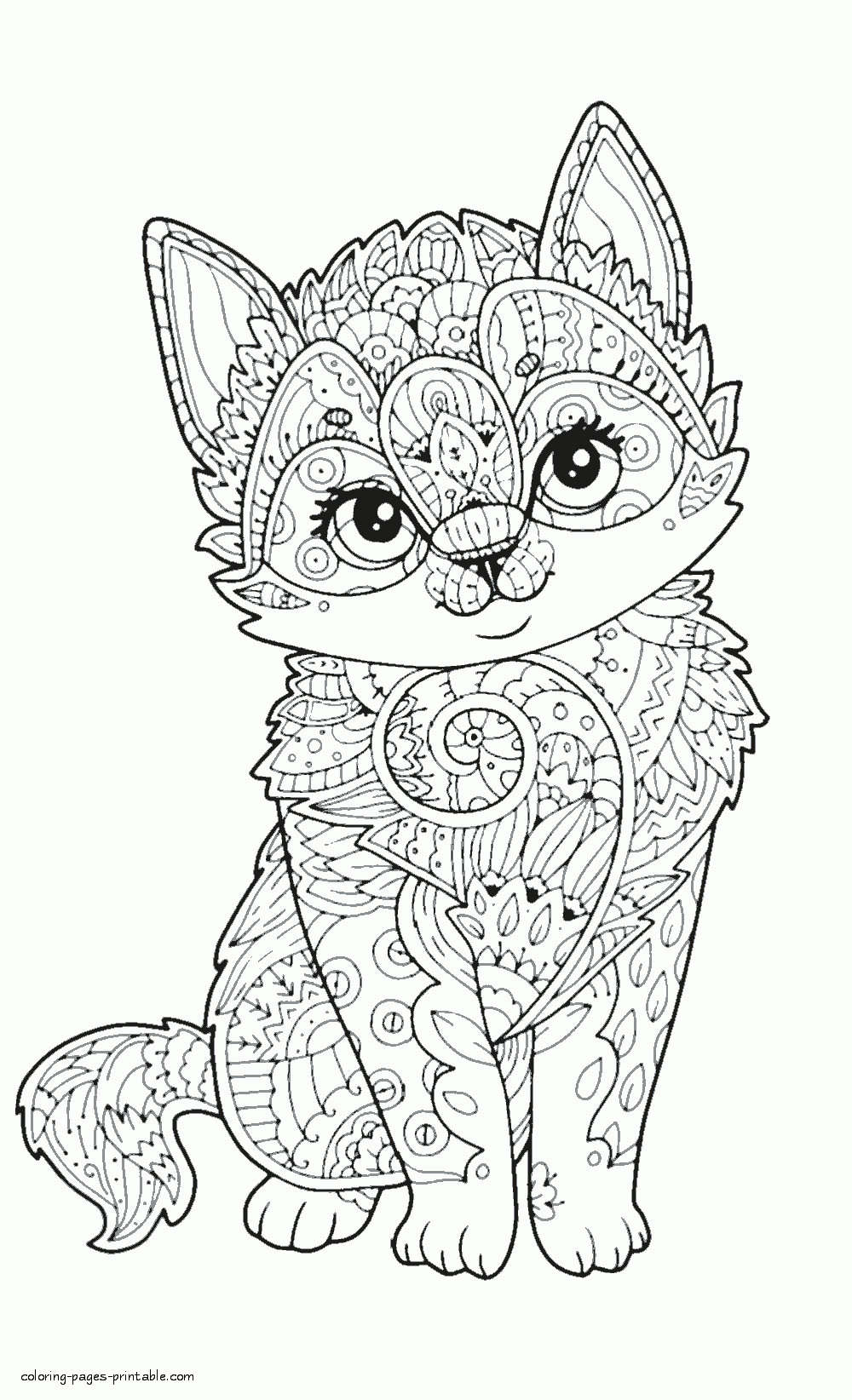 Adult coloring animal pages cute cat coloring