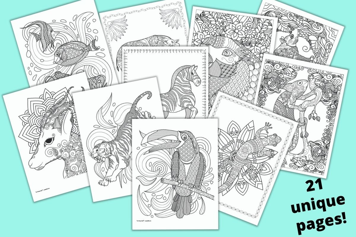 Printable animal coloring book for grown ups â the artisan life