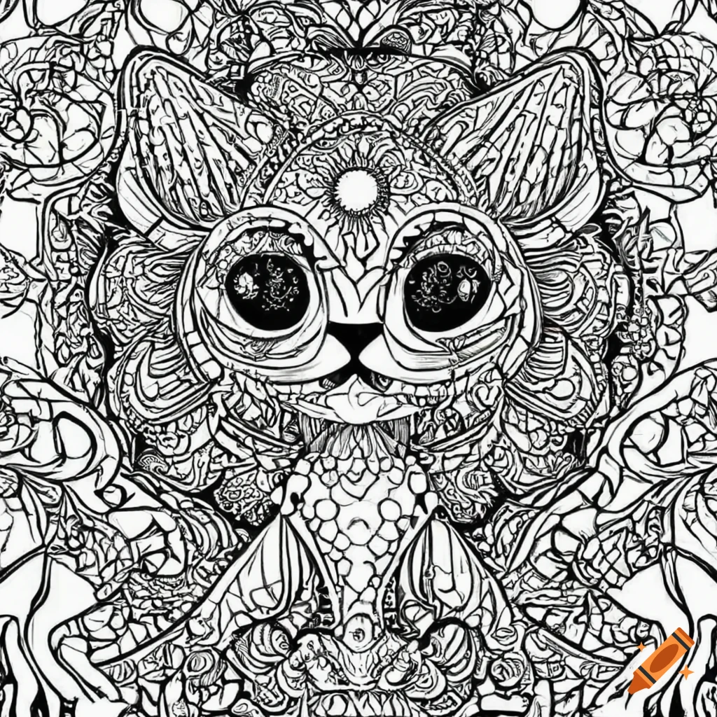 Black and white mandala animal coloring page on