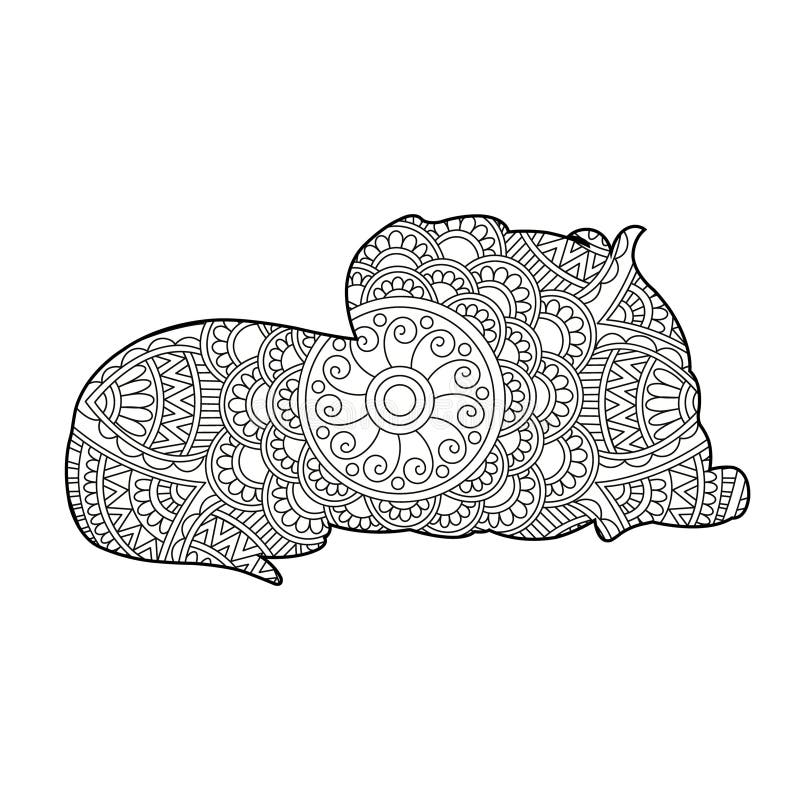 Zentangle dog mandala coloring page for adults christmas dog animal coloring book vector illustration stock vector