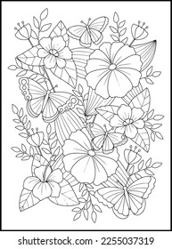 Flower adult coloring pages stock photos