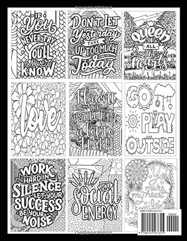 Adult quotes coloring book positive thinking colouring book for adults men women inspiration quote stress relieving designs for relaxation grate press nr books