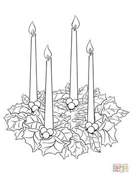 Advent wreath colouring pages