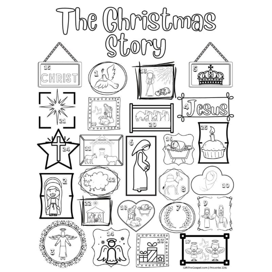 Christmas countdown advent coloring poster â christian craft paper