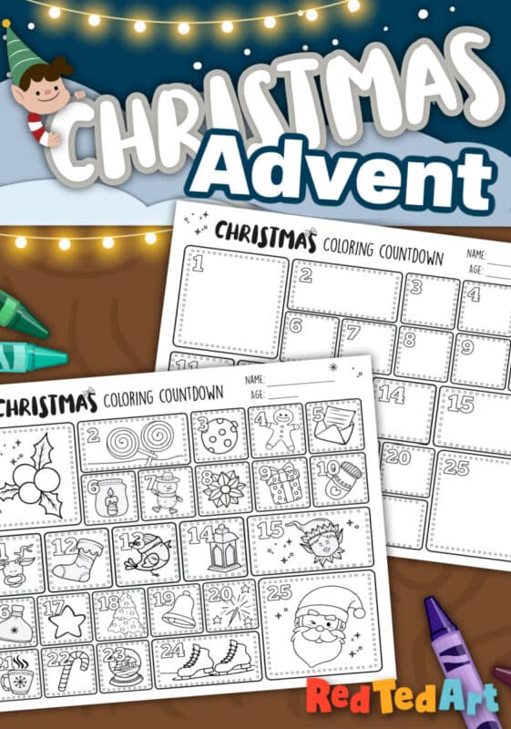 Advent calendar coloring page printable