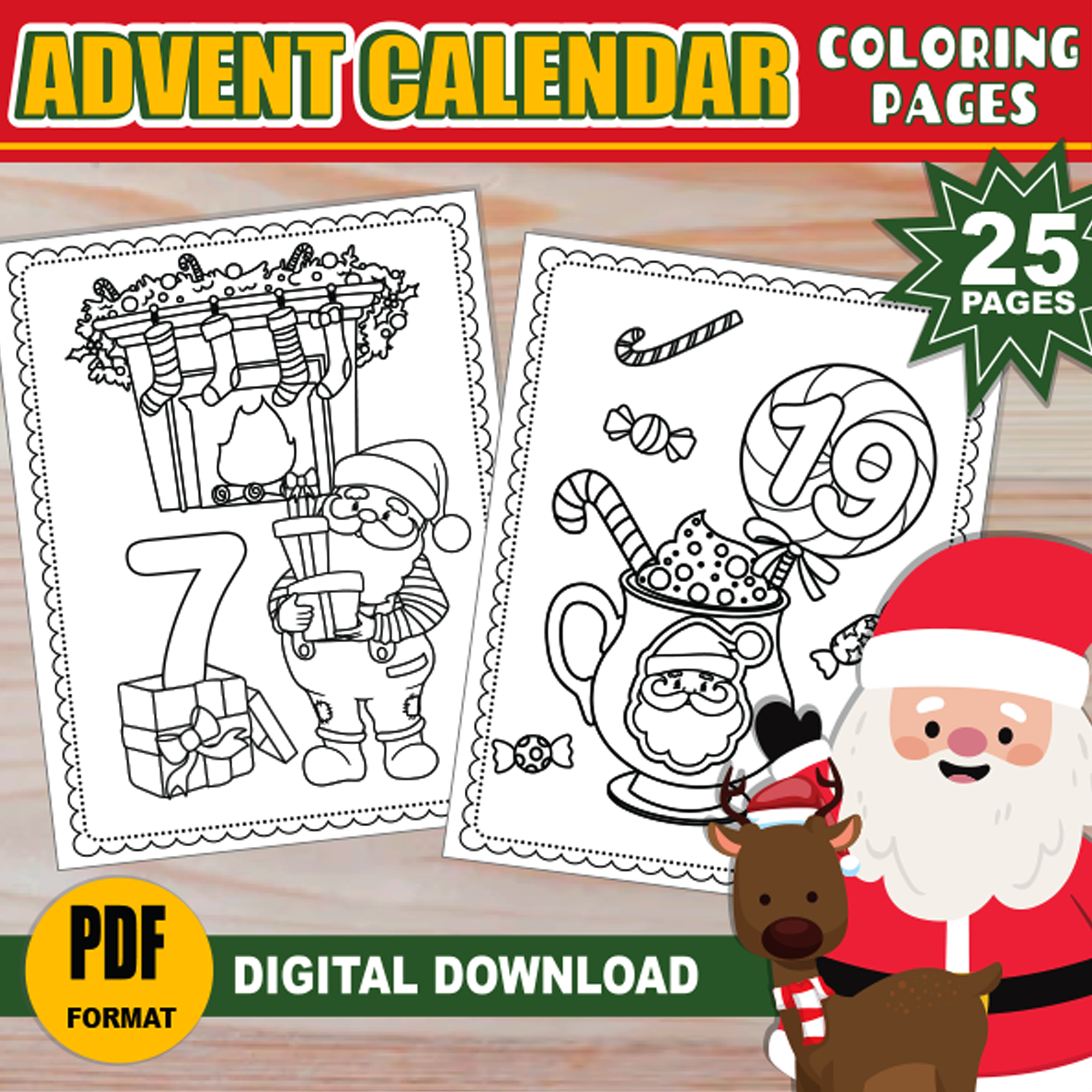 Coloring advent calendar for kids holiday christmas coloring pages christmas countdown advent calendar printable christmas activity