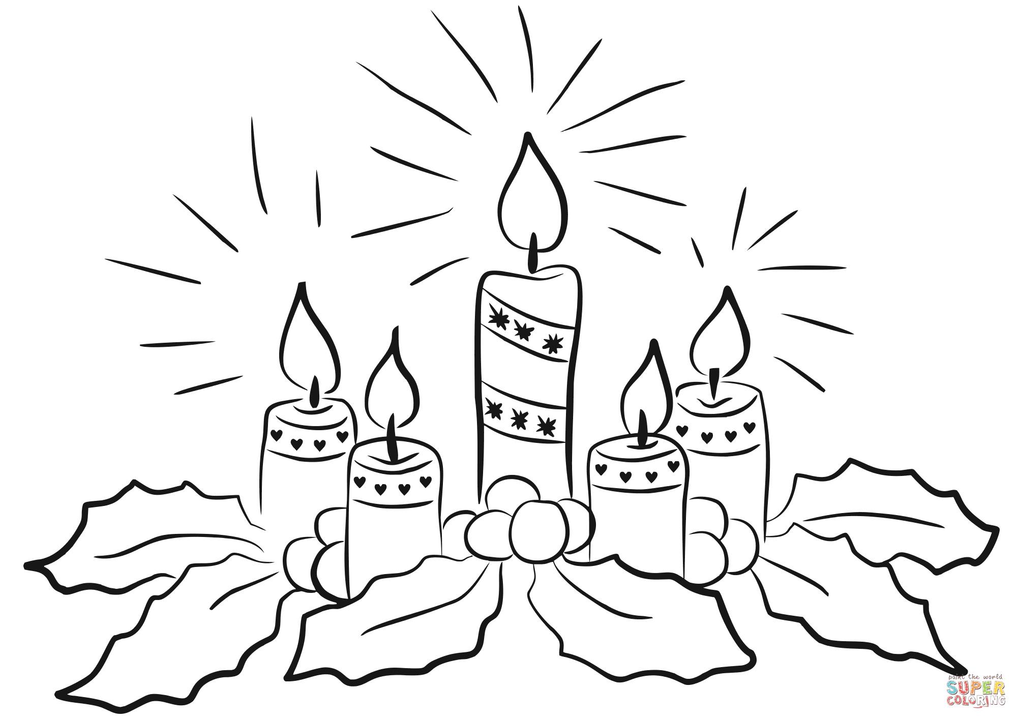 Advent candles coloring page free printable coloring pages