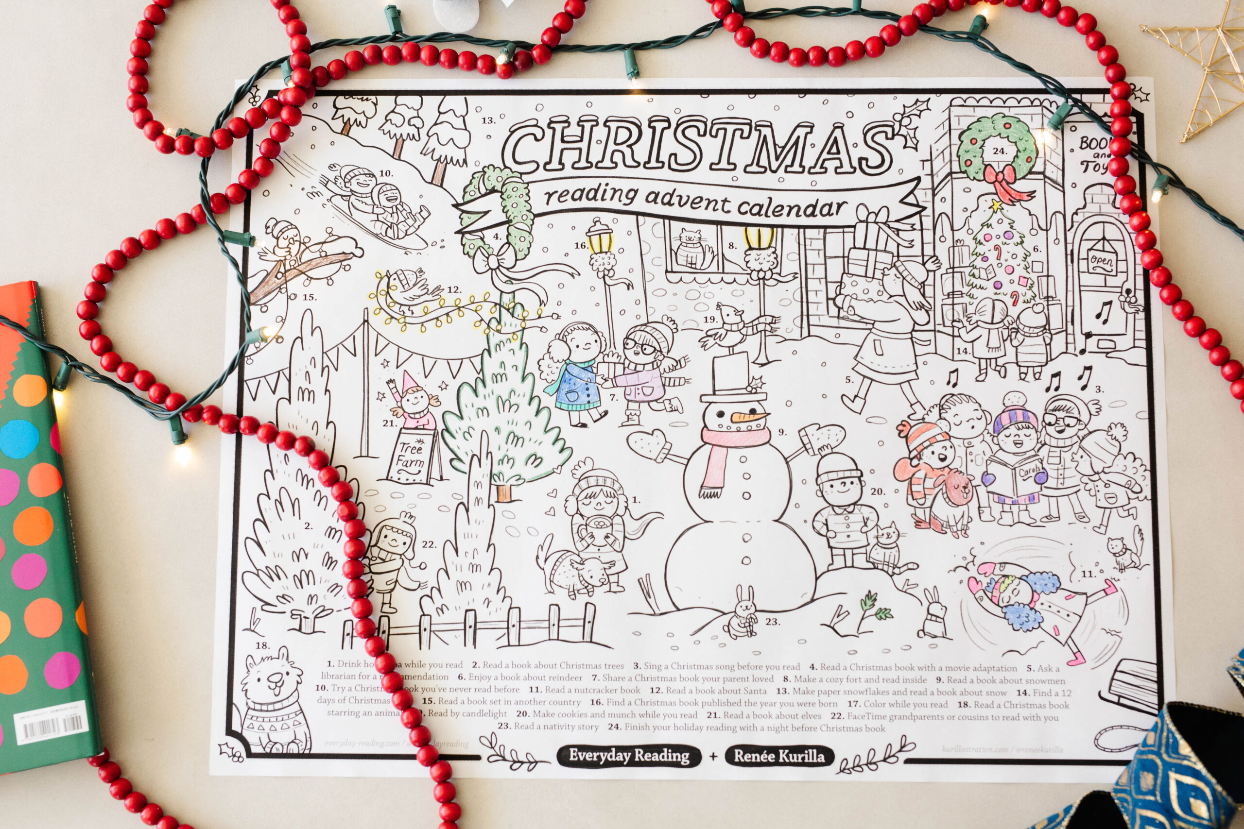 A christmas coloring page calendar
