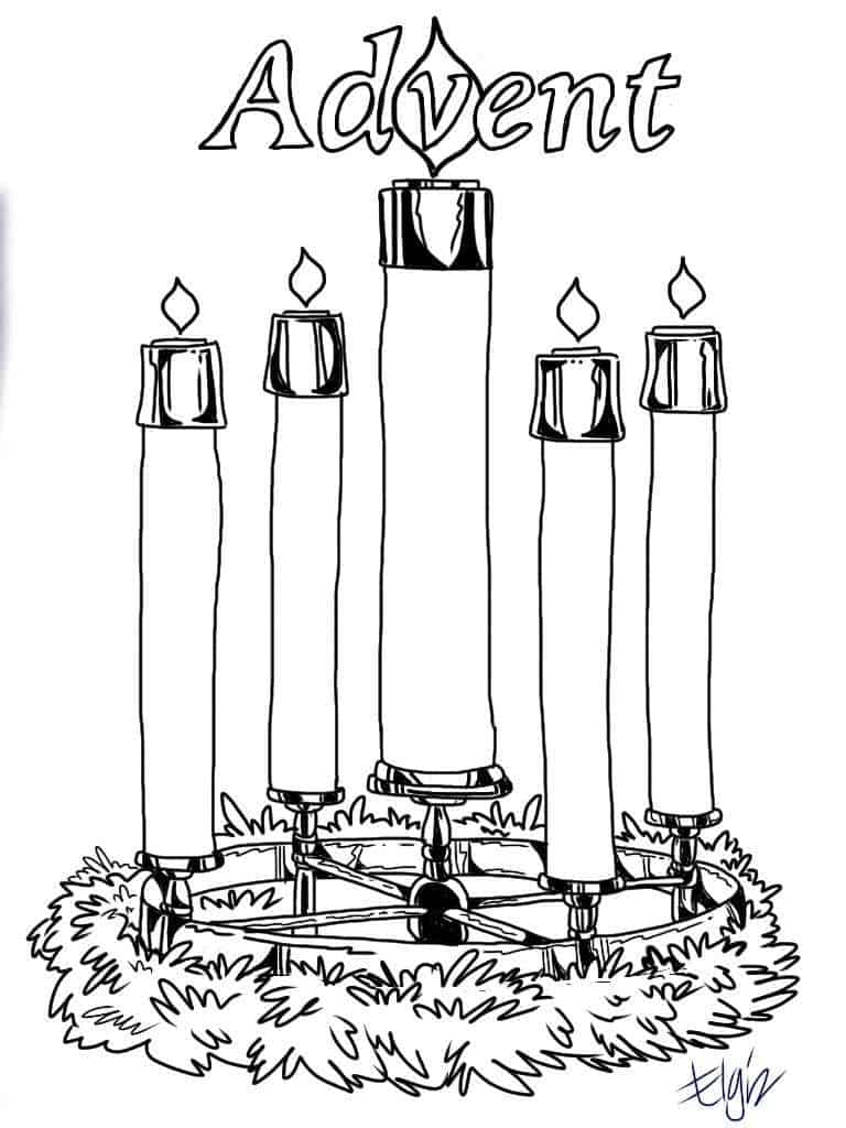 Advent candles coloring pages