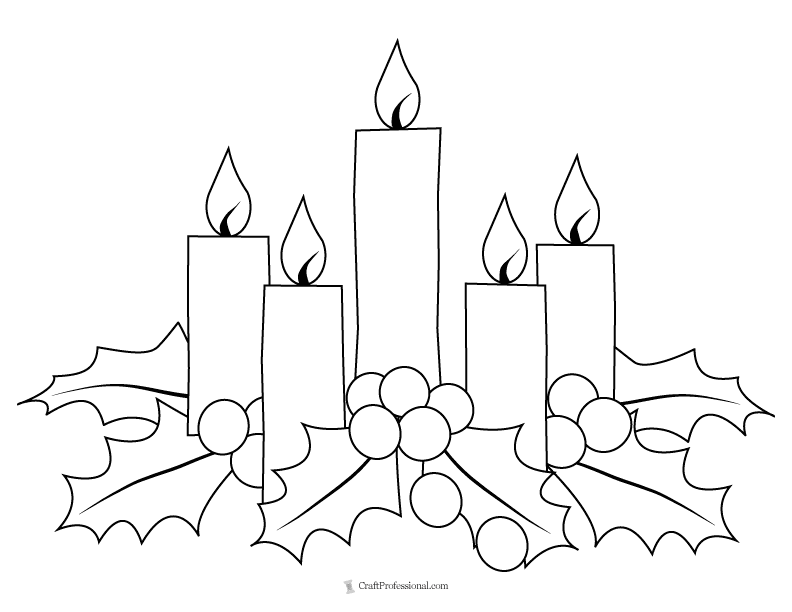 Christmas candle coloring pages free