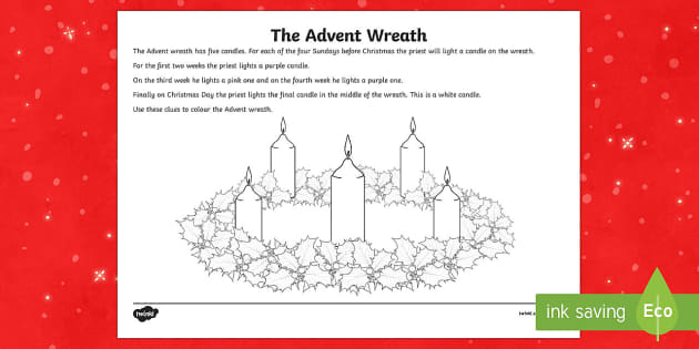 Advent wreath colouring page learning resource