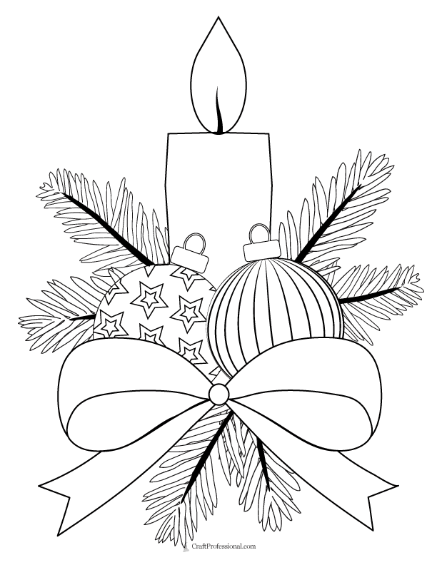 Christmas candle coloring pages free