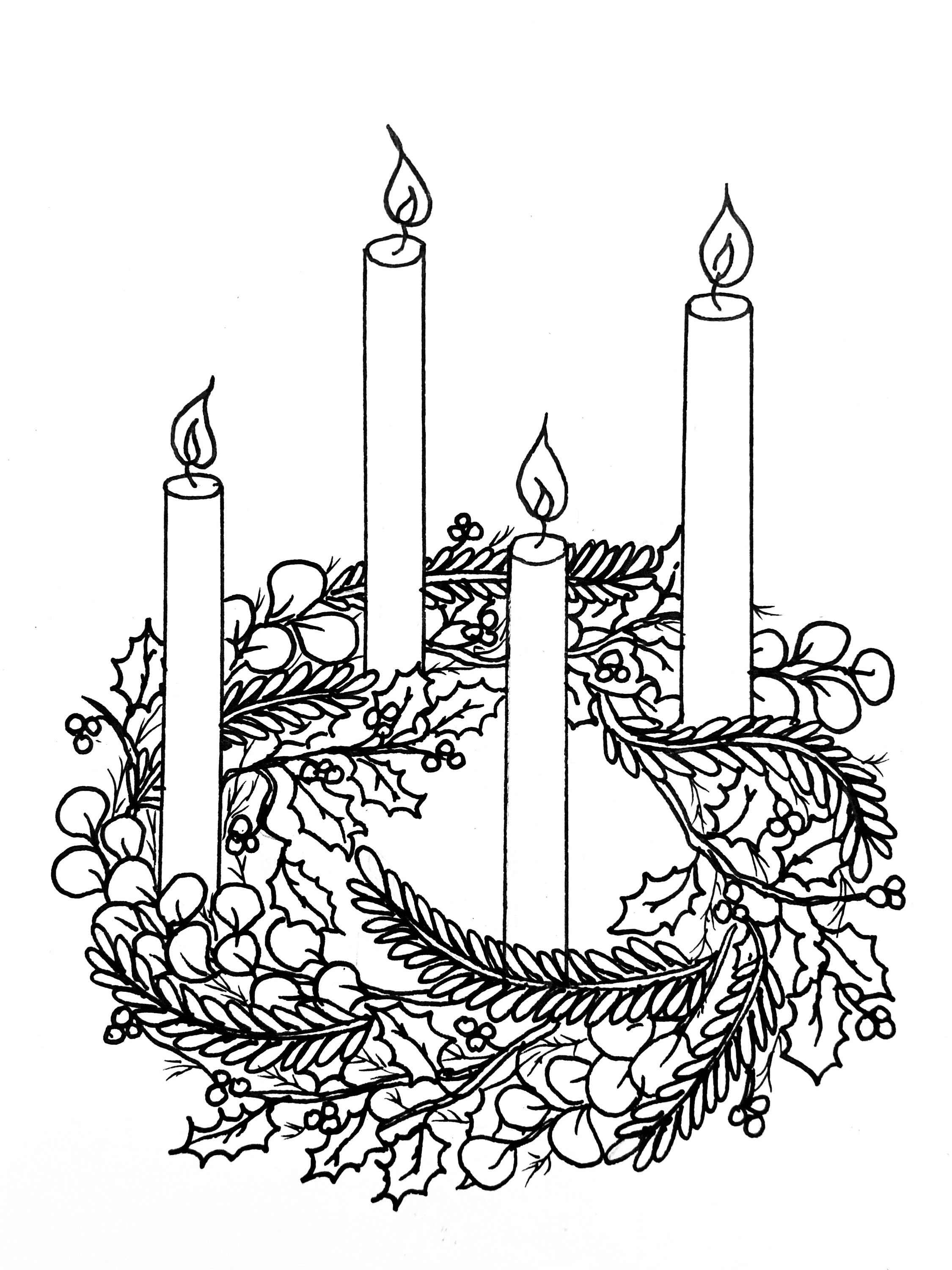 Advent wreath coloring page