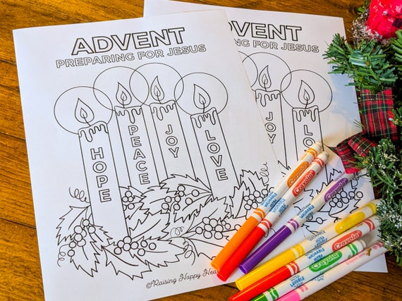 Advent wreath colouring page instant download advent for kids for school home sunday school homeschoolcatholic christian printout