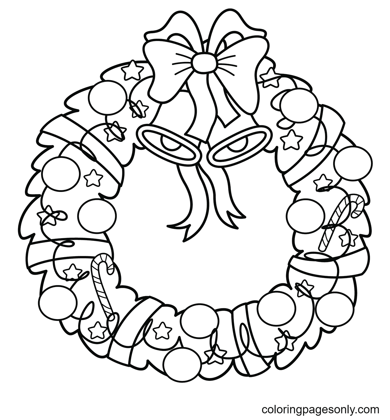 Christmas wreath coloring pages printable for free download