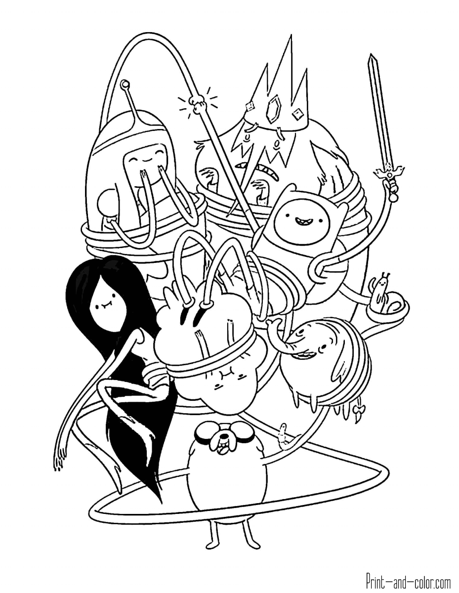 Adventure time coloring pages print and color