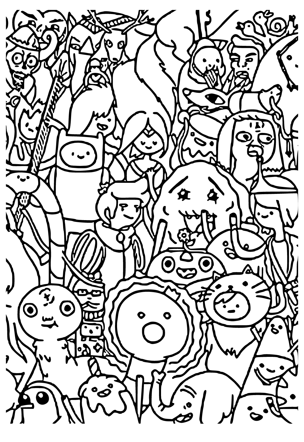 Free printable adventure time background coloring page for adults and kids