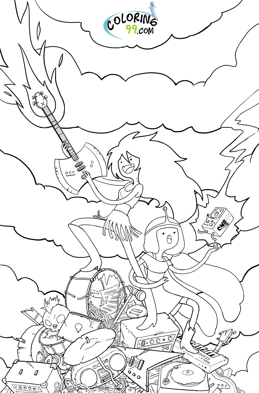 Adventure time coloring pages team colors