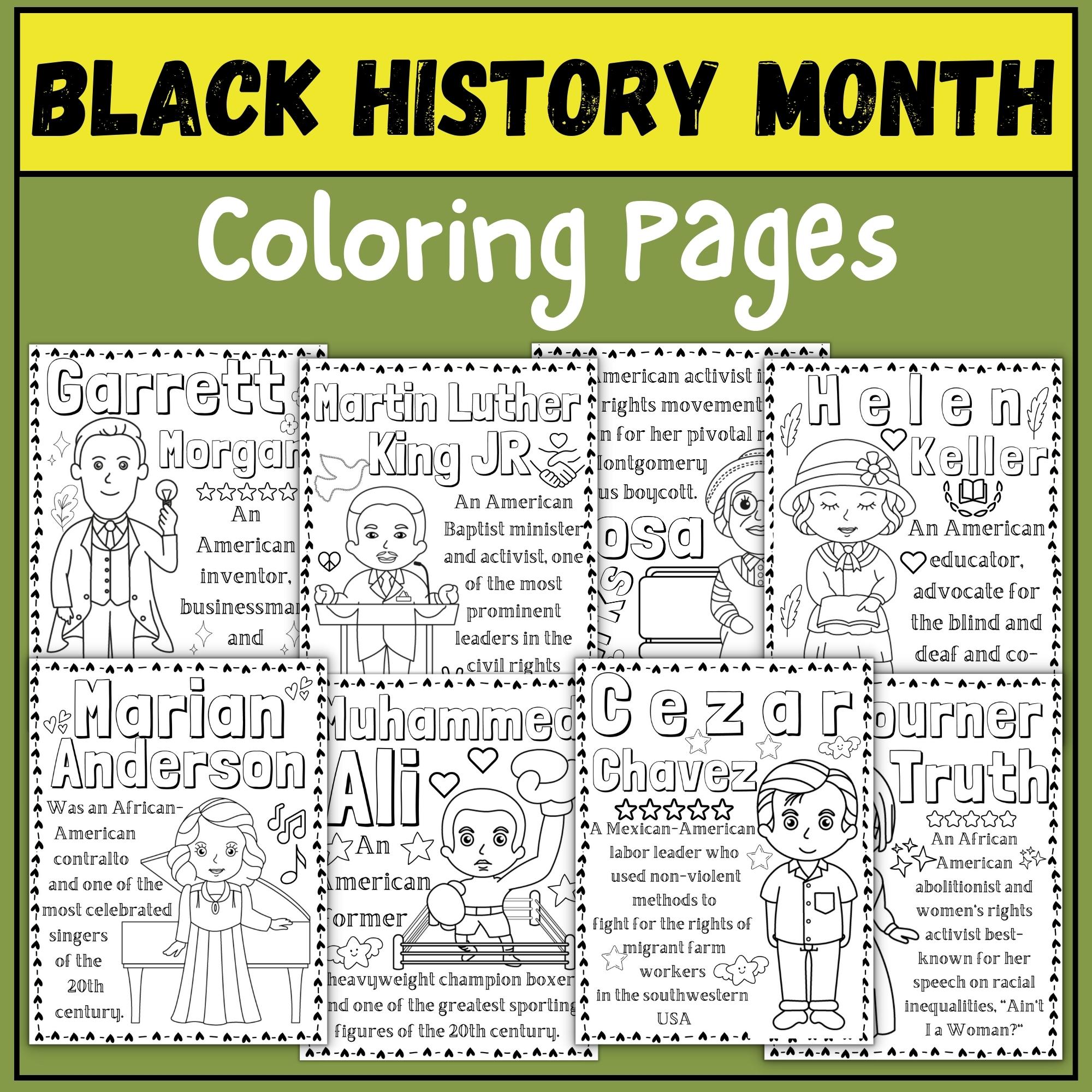 African american black history month coloring pages famous faces in bhm dollardeal made by teachers