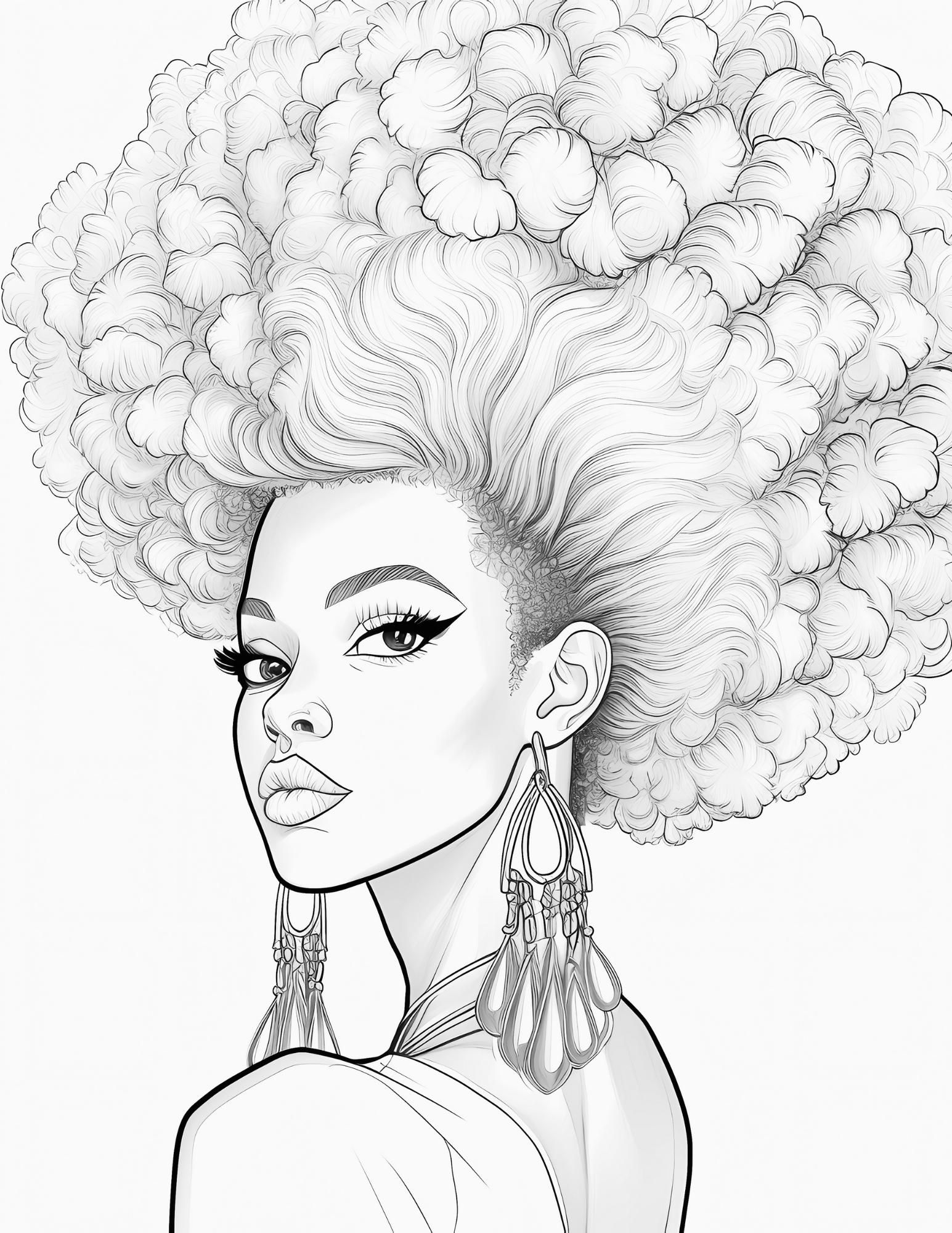 Black woman coloring pages african american coloring pages adult grayscale coloring pages instant download series