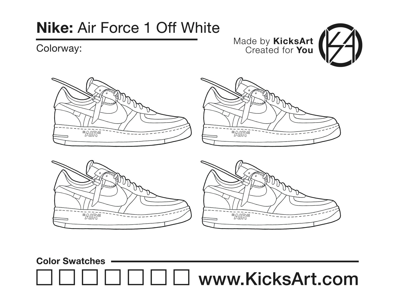 Nike air force off white sneaker coloring pages created by