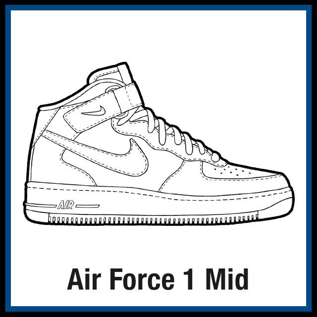 Nike air force mid sneaker coloring pages