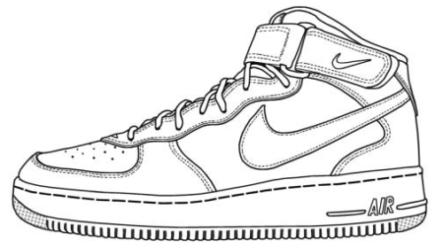 Elegant nike air force shoes coloring sheet sneakers sketch sneakers drawing shoes drawing