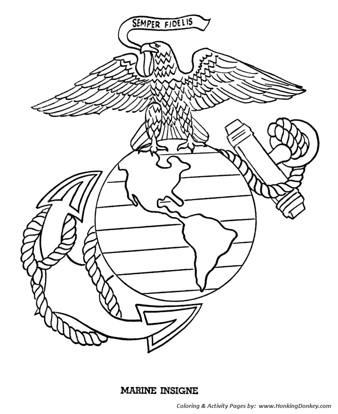 Armed forces day coloring pages us marine insigne coloring page sheet for prek kids