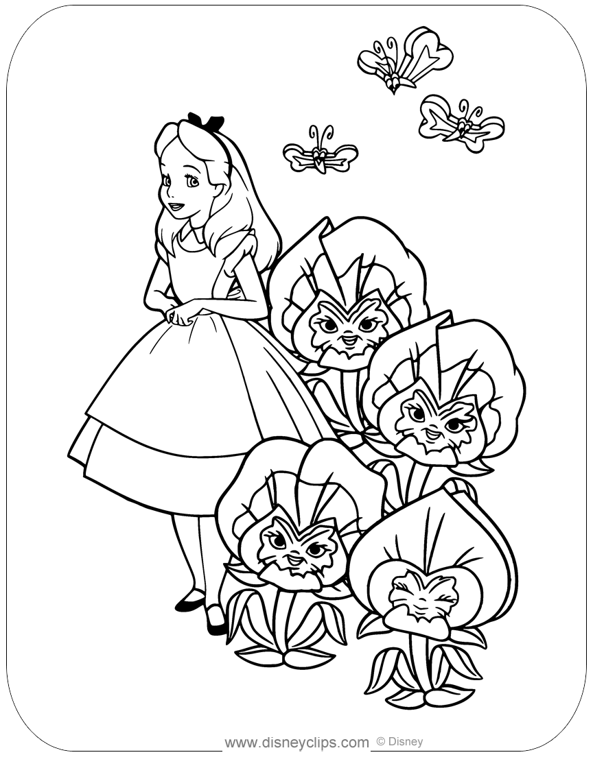 Free printable alice in wonderland coloring pages