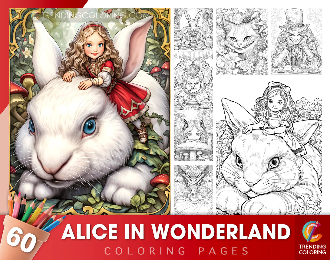 Alice in wonderland coloring pages