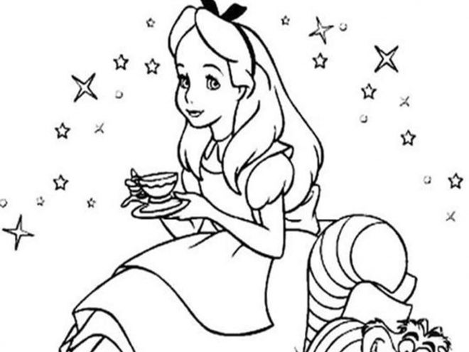 Free easy to print alice in wonderland coloring pages