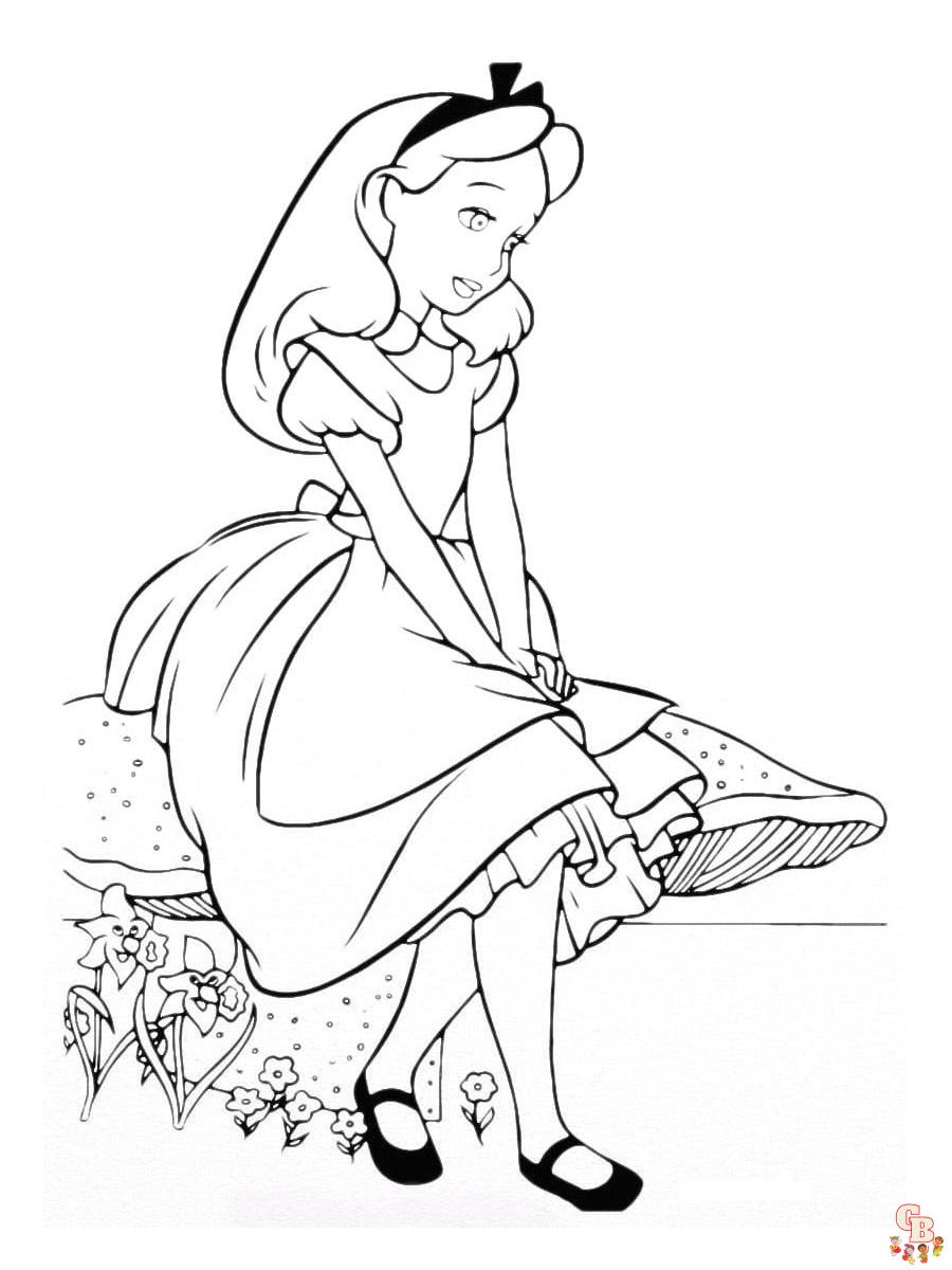 Alice in wonderland coloring pages