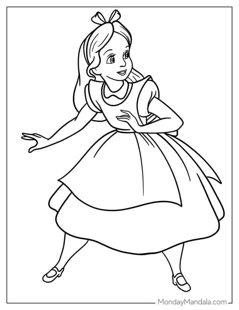 Alice in wonderland coloring pages free pdf printables