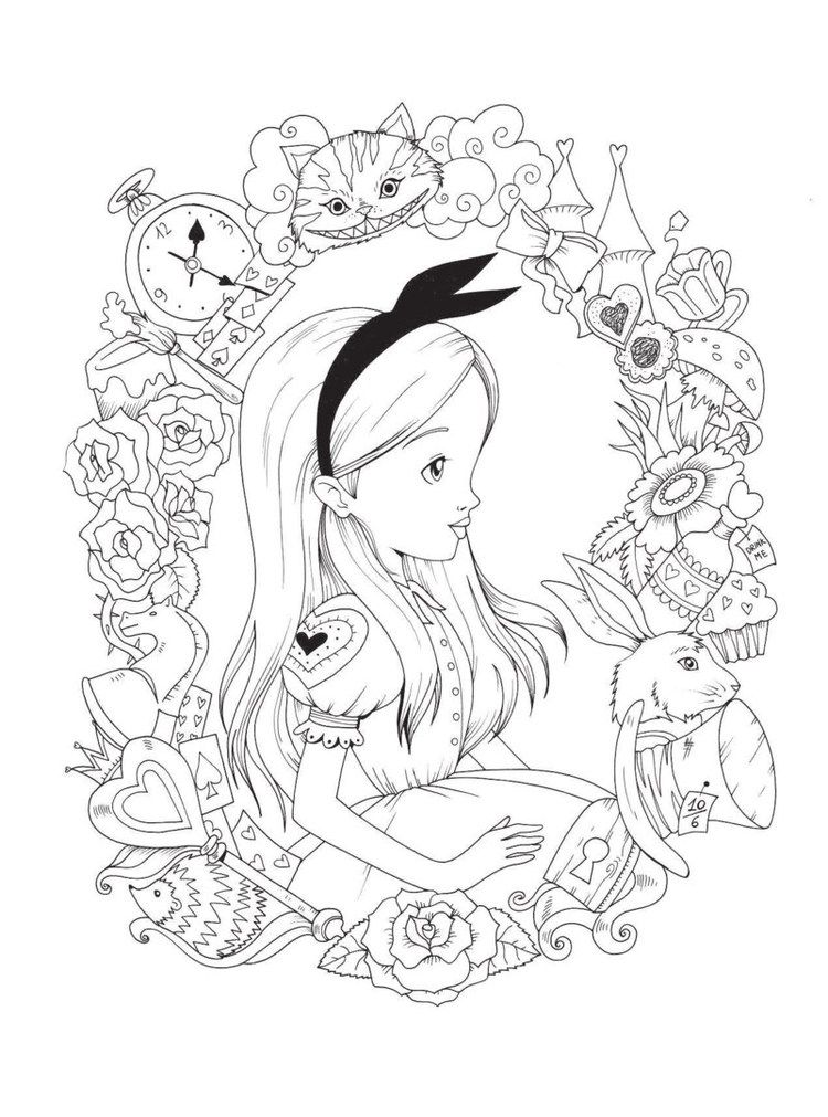 Alice in wonderland coloring pages pdf