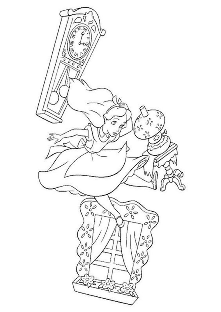 Free easy to print alice in wonderland coloring pages