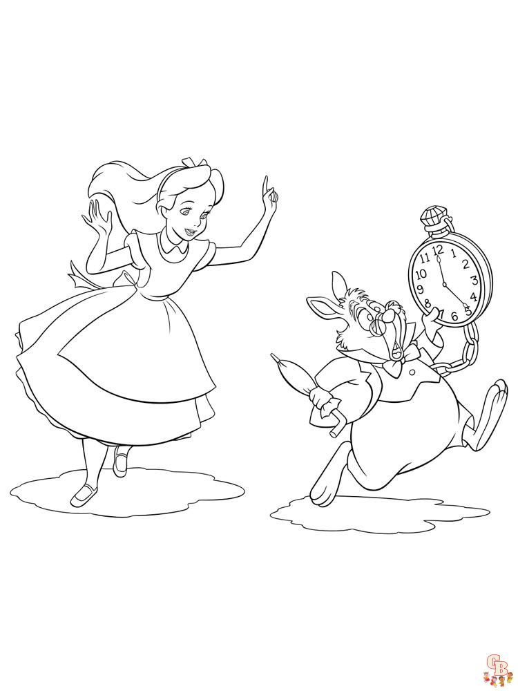 Alice in wonderland coloring pages