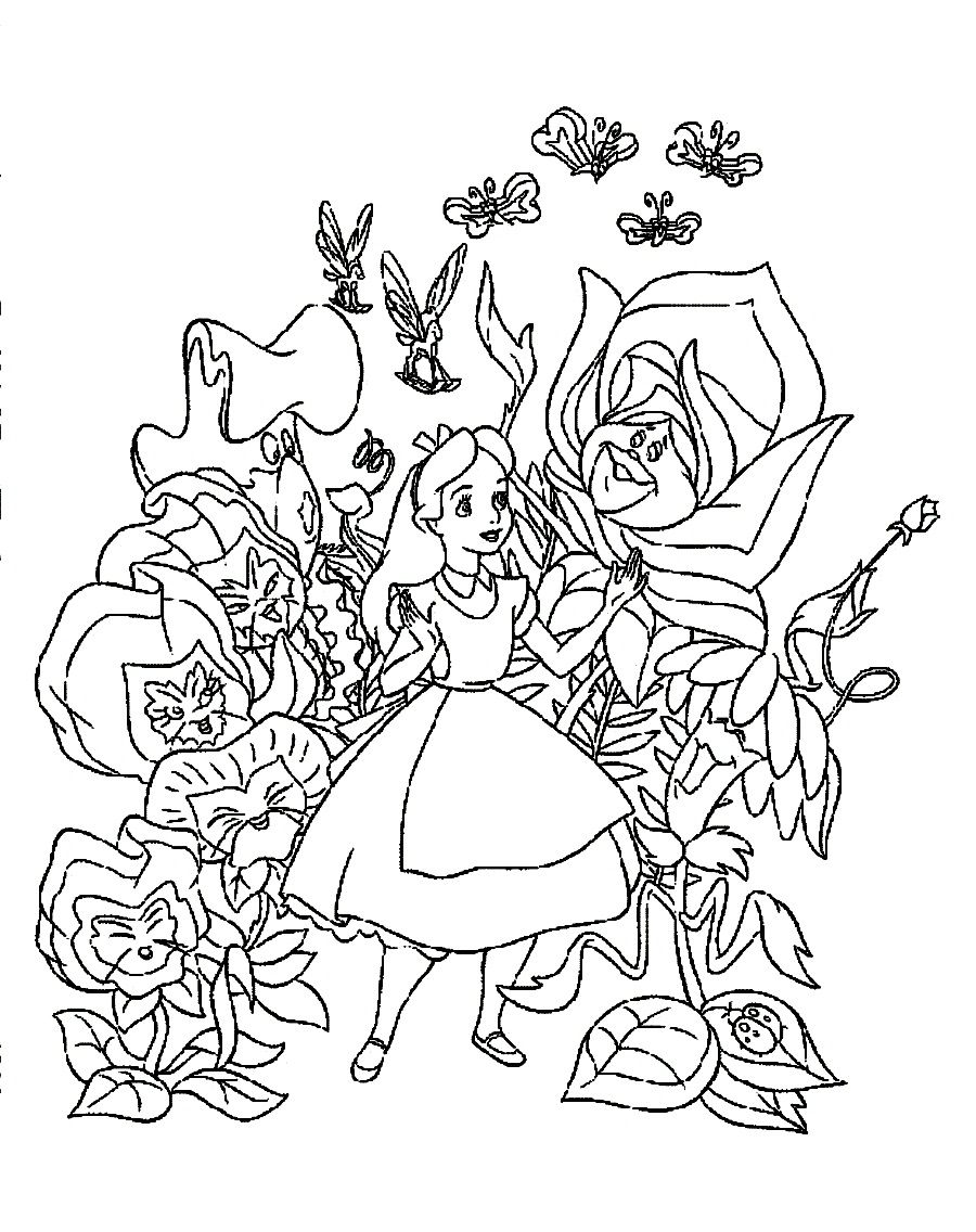 Free printable alice in wonderland coloring pages for kids alice in wonderland flowers disney coloring pages cartoon coloring pages