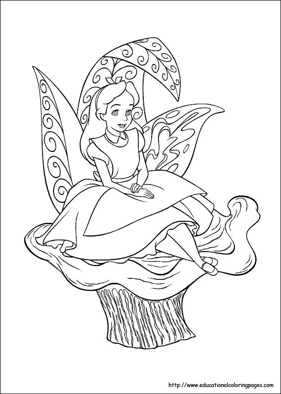 Alice in wonderland coloring pages free for kids