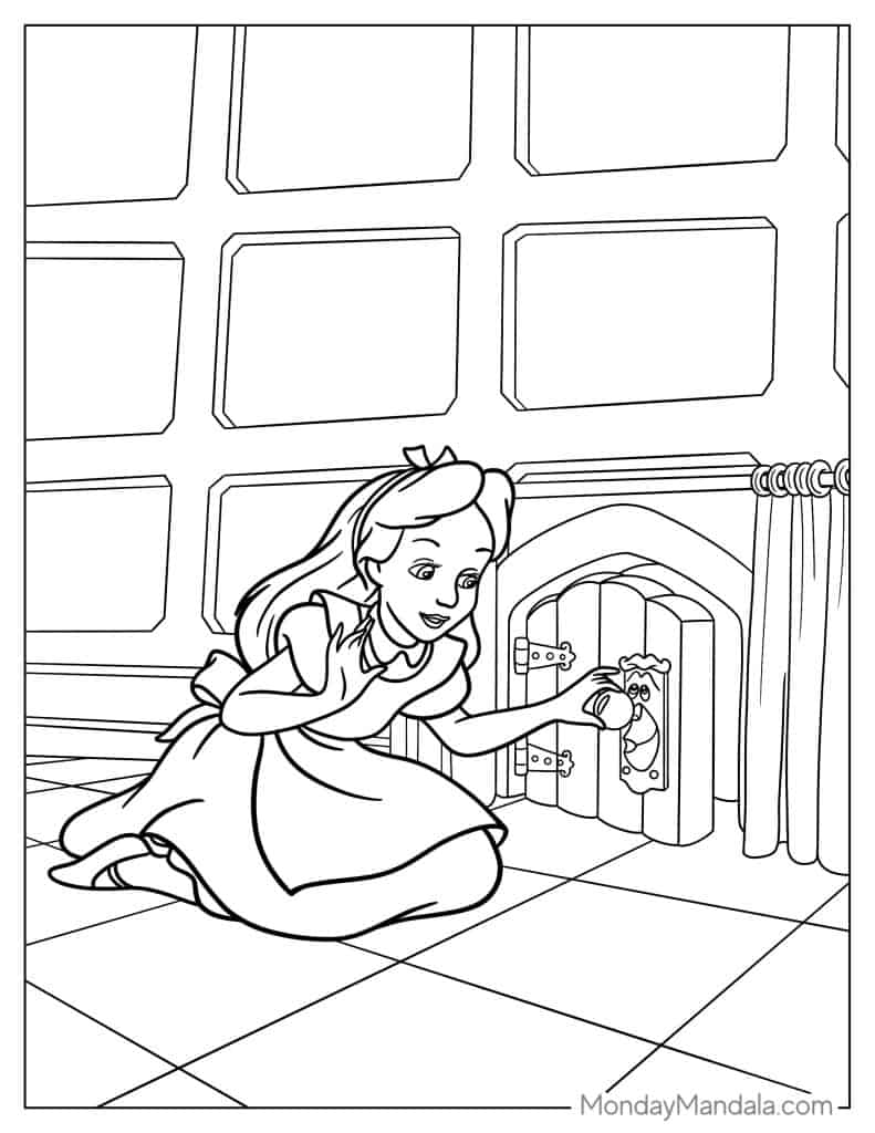 Alice in wonderland coloring pages free pdf printables