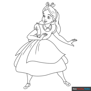 Alice in wonderland coloring page easy drawing guides