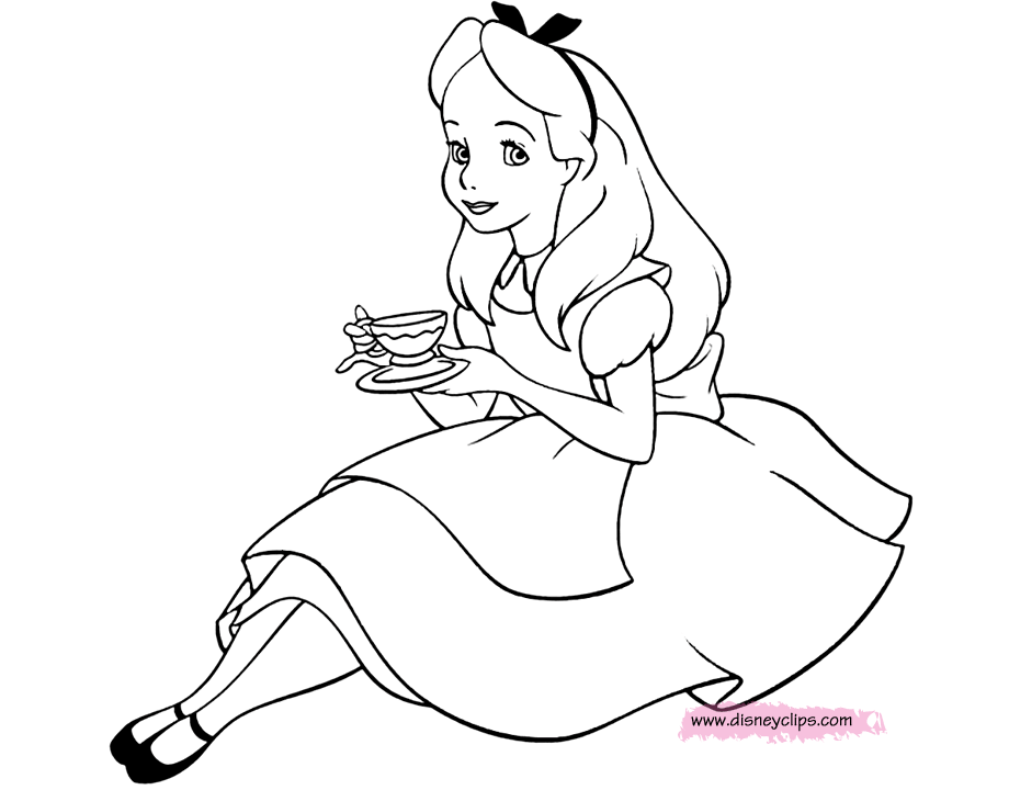 Free printable alice in wonderland coloring pages