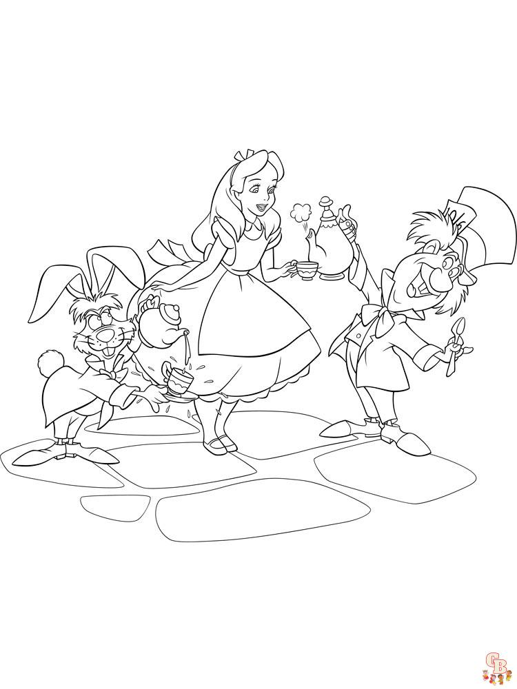 Alice in wonderland coloring pages