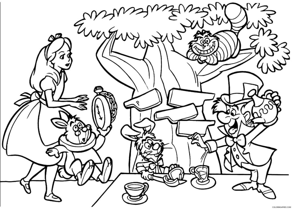 Alice in wonderland coloring pages