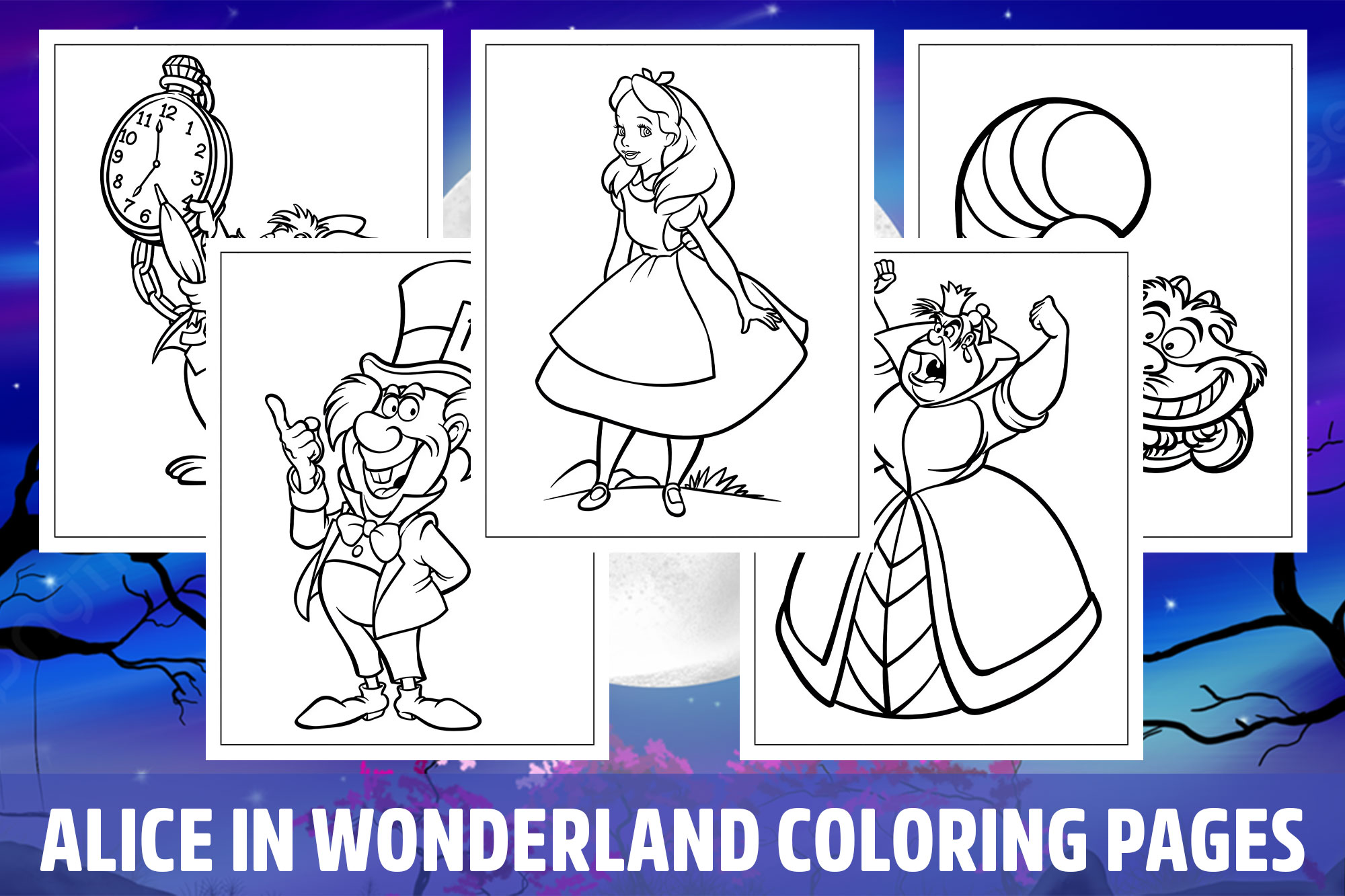 Alice in wonderland coloring pages for kids girls boys teens birthday school activity made by teachers