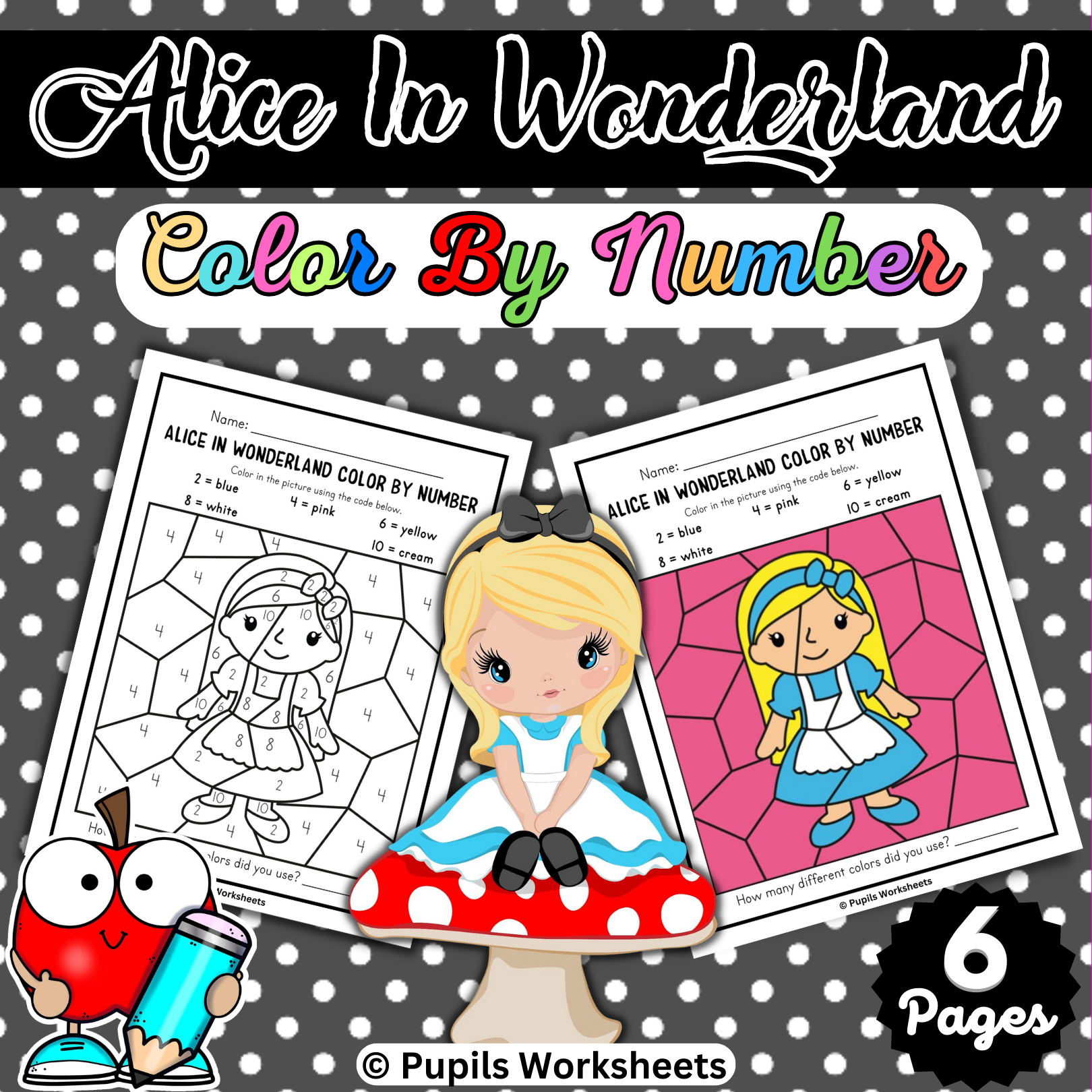 Alice in wonderland color by number