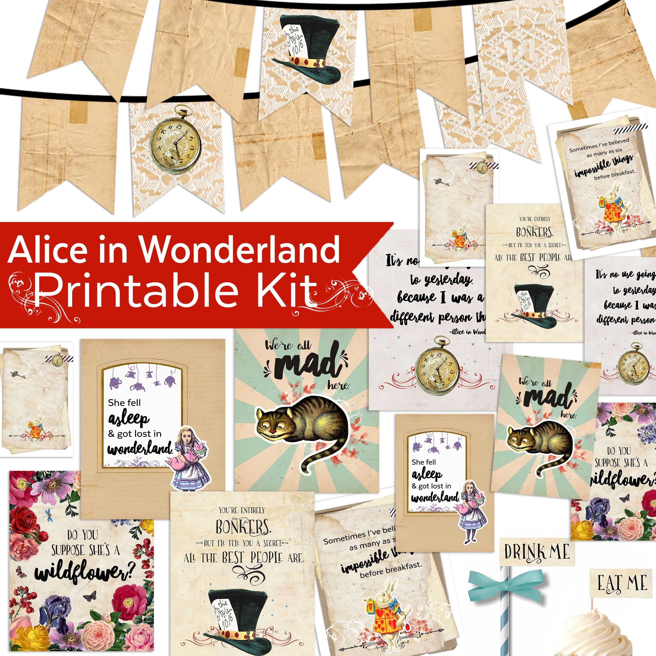 Alice in wonderland printable kit alice in wonderland party event â ministering printables