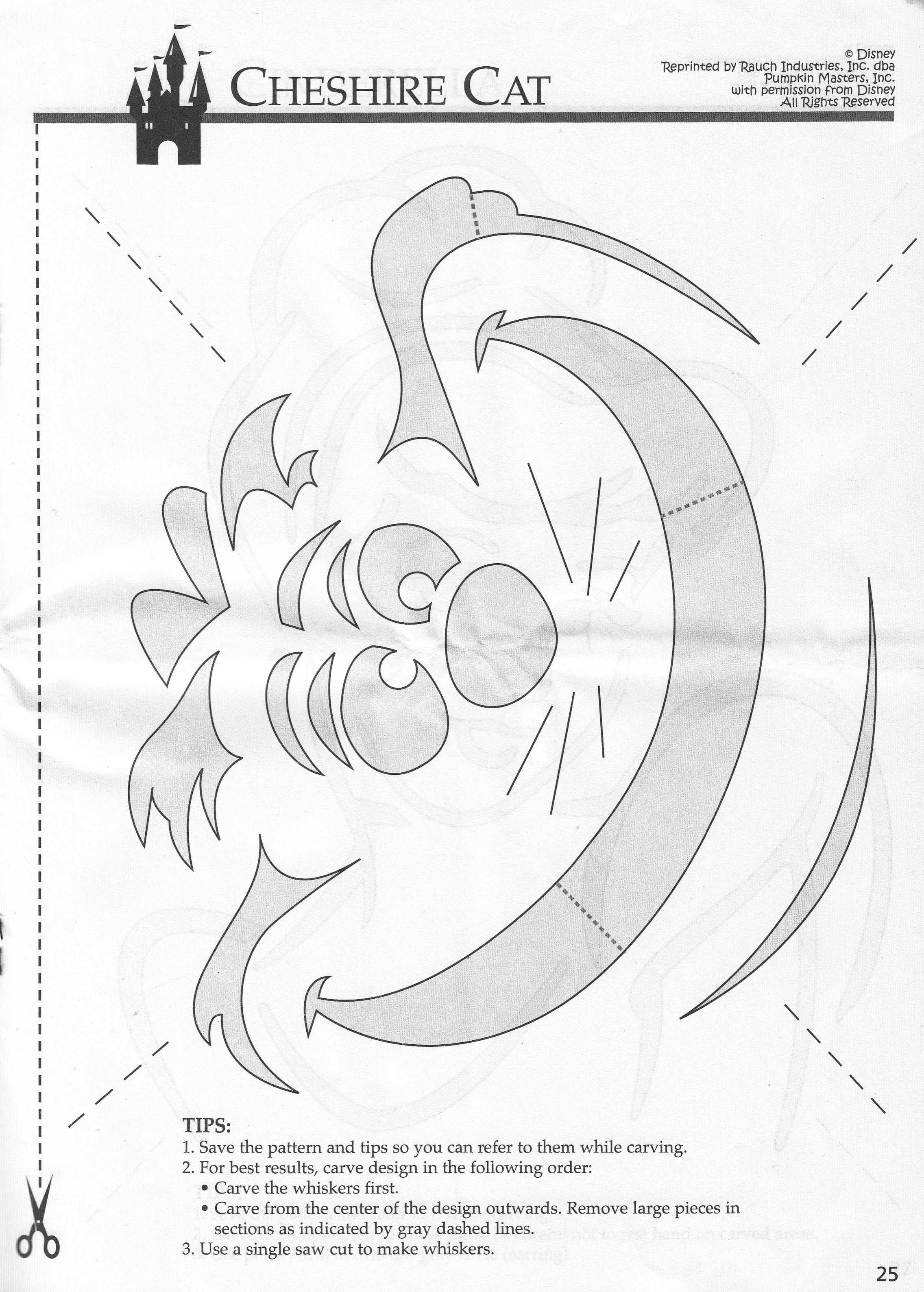 Disney alice in wonderland cheshire cat free pumpkin stencil